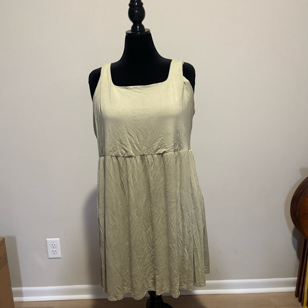 A New Day Olive Green Ballerina Dress with Pockets